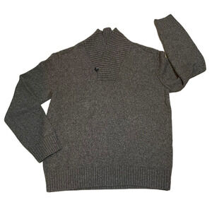 Banana Republic Mens Lg Brown Lambswool Blend Sweater Grandpacore Shawl Collar